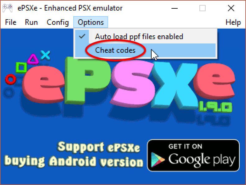 epsxe how to use cheats
